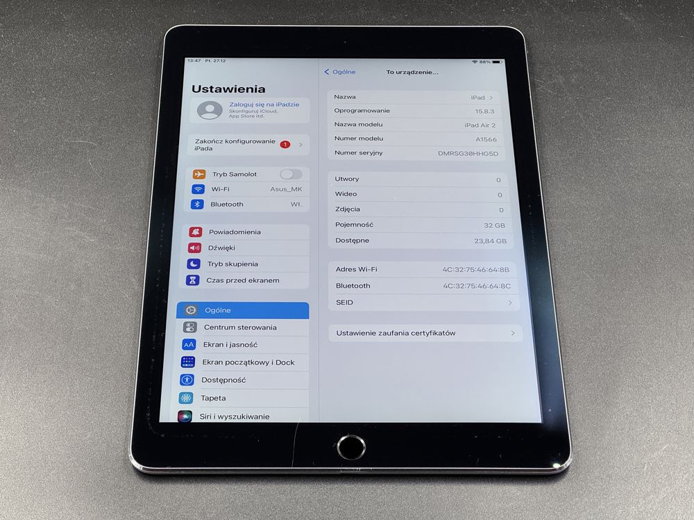 iPad Air 2 (A1566) - 32GB - faktura VAT 23%