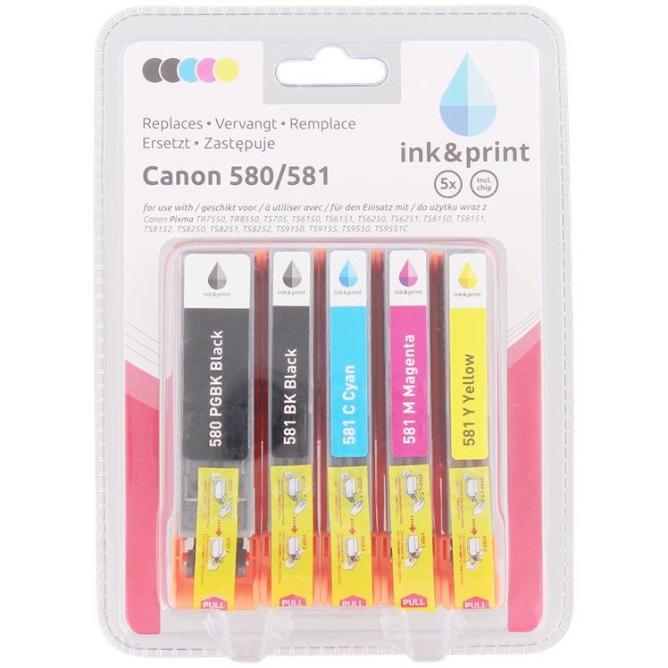 Wkłady z tuszem do drukarki Canon 580 /581,  5 sztuk