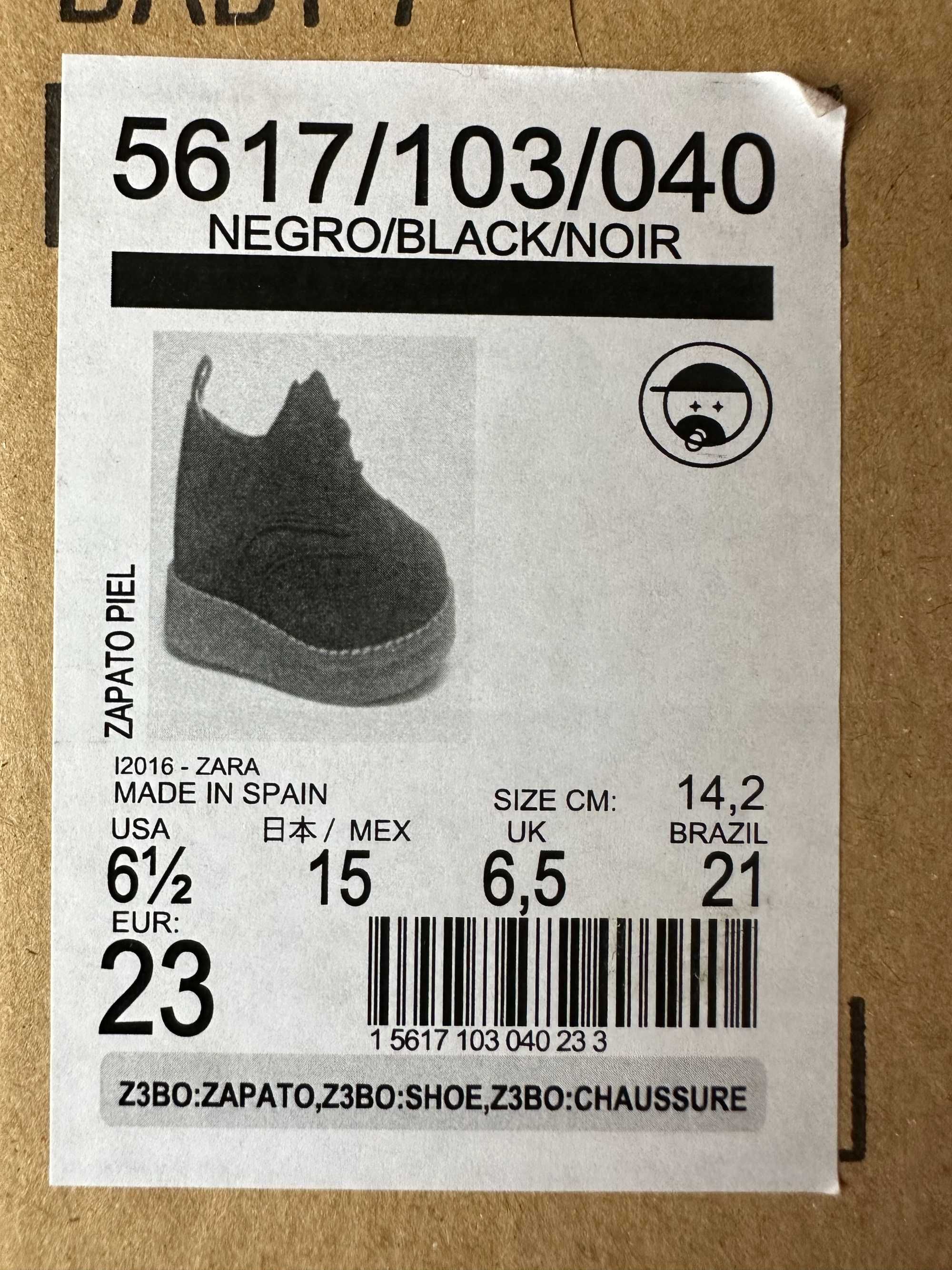 Pantofelki dziecięce ZARA Baby chłopięce buty derby R 23 jak nowe