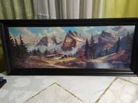 Duży obraz Turkowiak - pejzaż w ramie, góry (121x51 cm)
