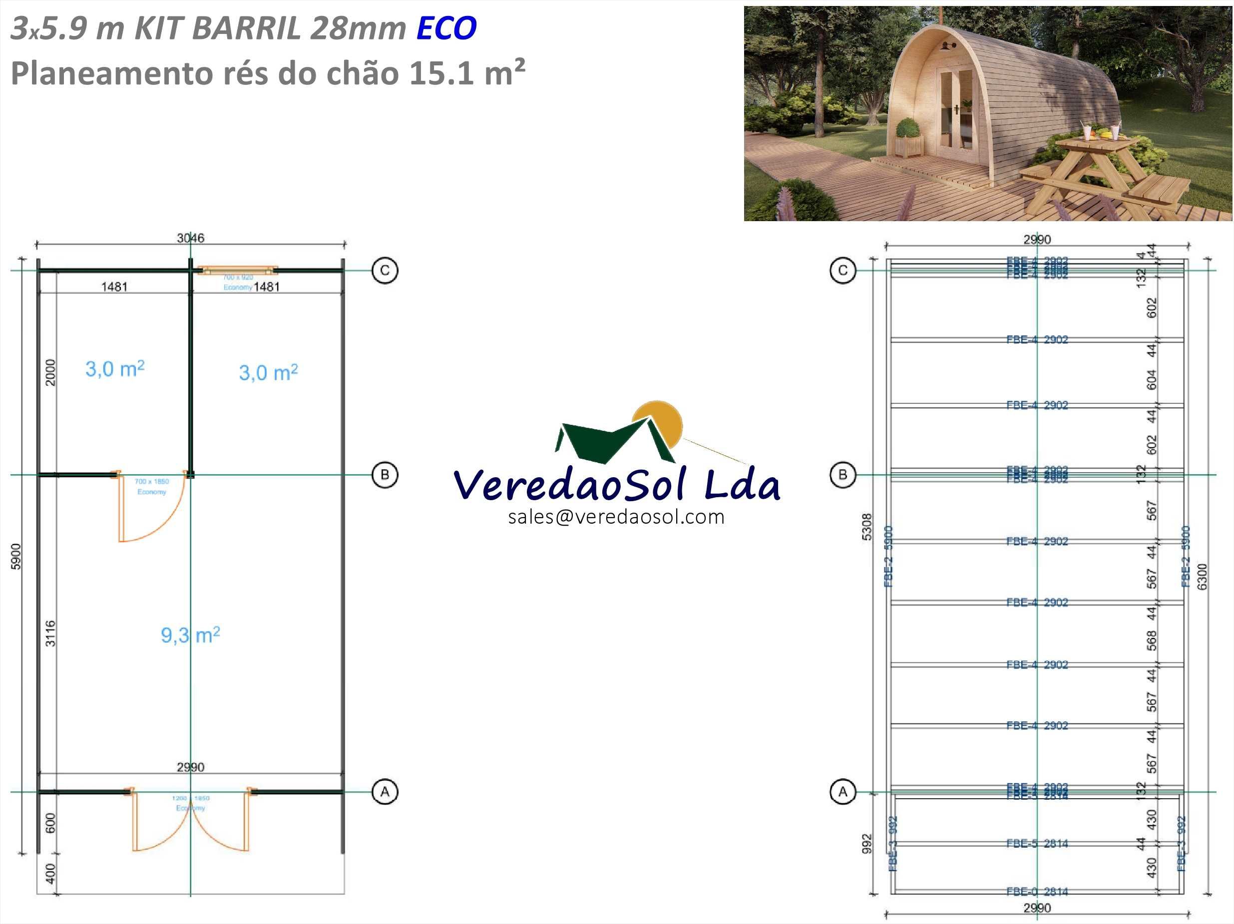 Casa Madeira KIT BARRIL / Kokon 28/44mm - Coberta 19.4m² - ECO
