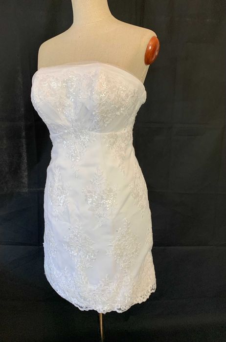 Nowa Krótka suknia ślubna Mini 38 M Gorset na Poprawiny Cywilny Sesję