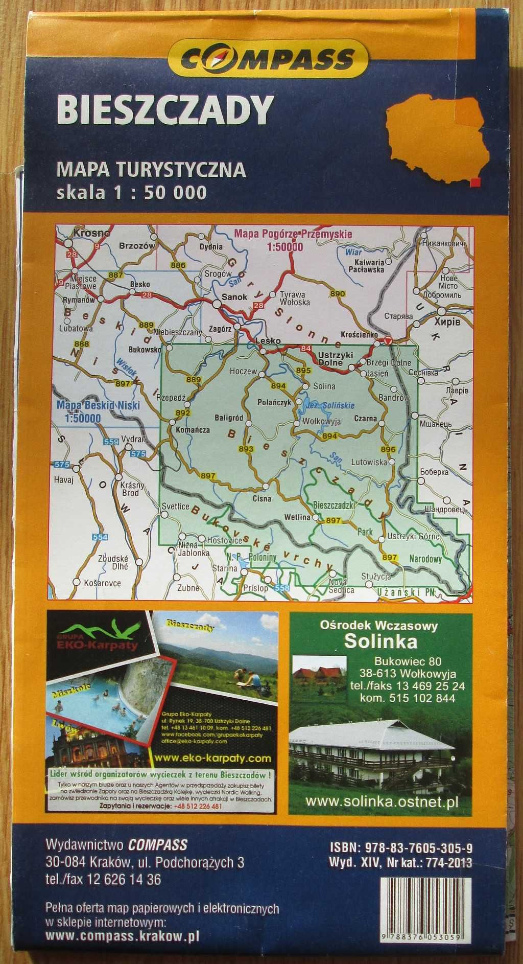 Bieszczady Mapa turystyczna skala 1:50 000