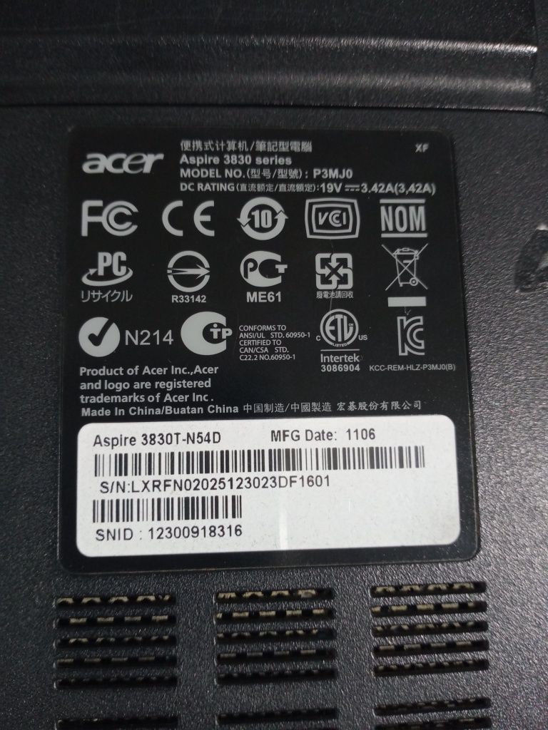 Ноутбук Acer Aspire 3830T