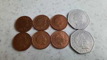 Monety kolekcjonerskie brytyjskie 8szt.