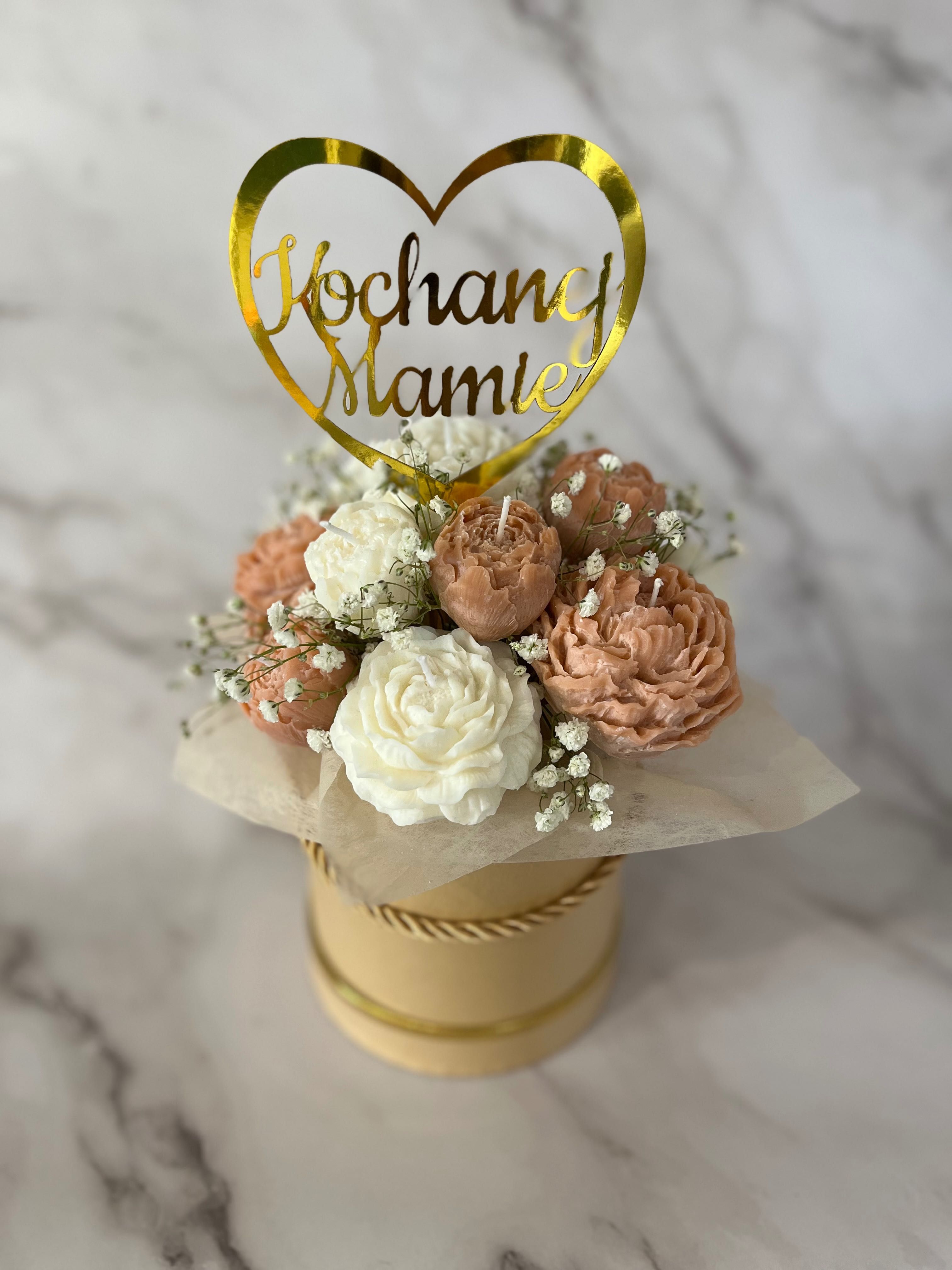 Flower box ze świec sojowych prezent chrzciny urodziny