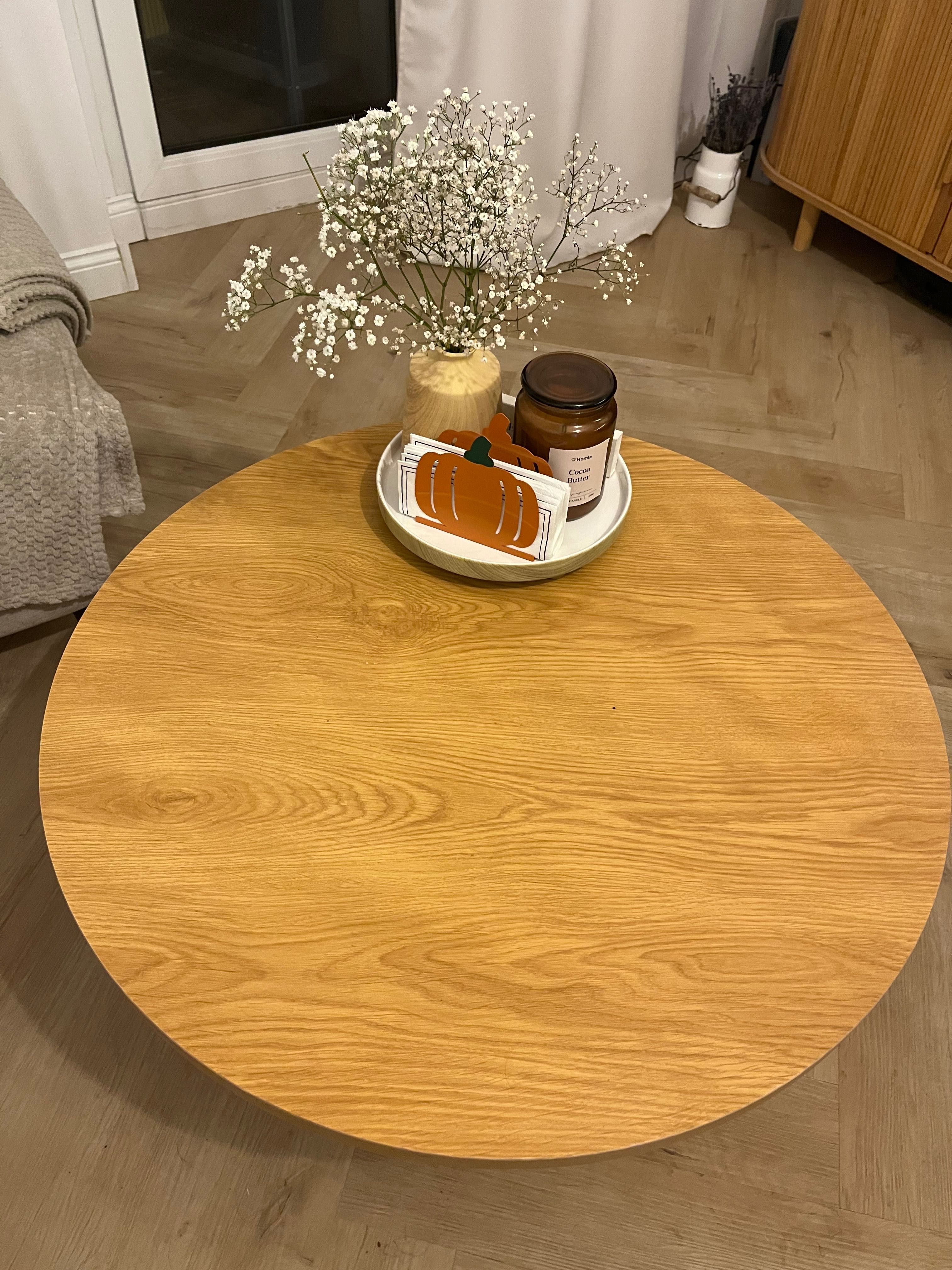 Stolik kawowy Clemente z lamelami 80 cm, naturalny