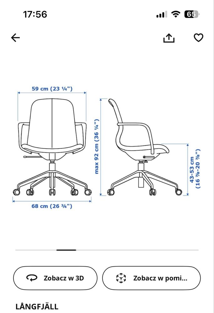 Krzeslo konferencyjne/do biurka LANGFJALL Ikea