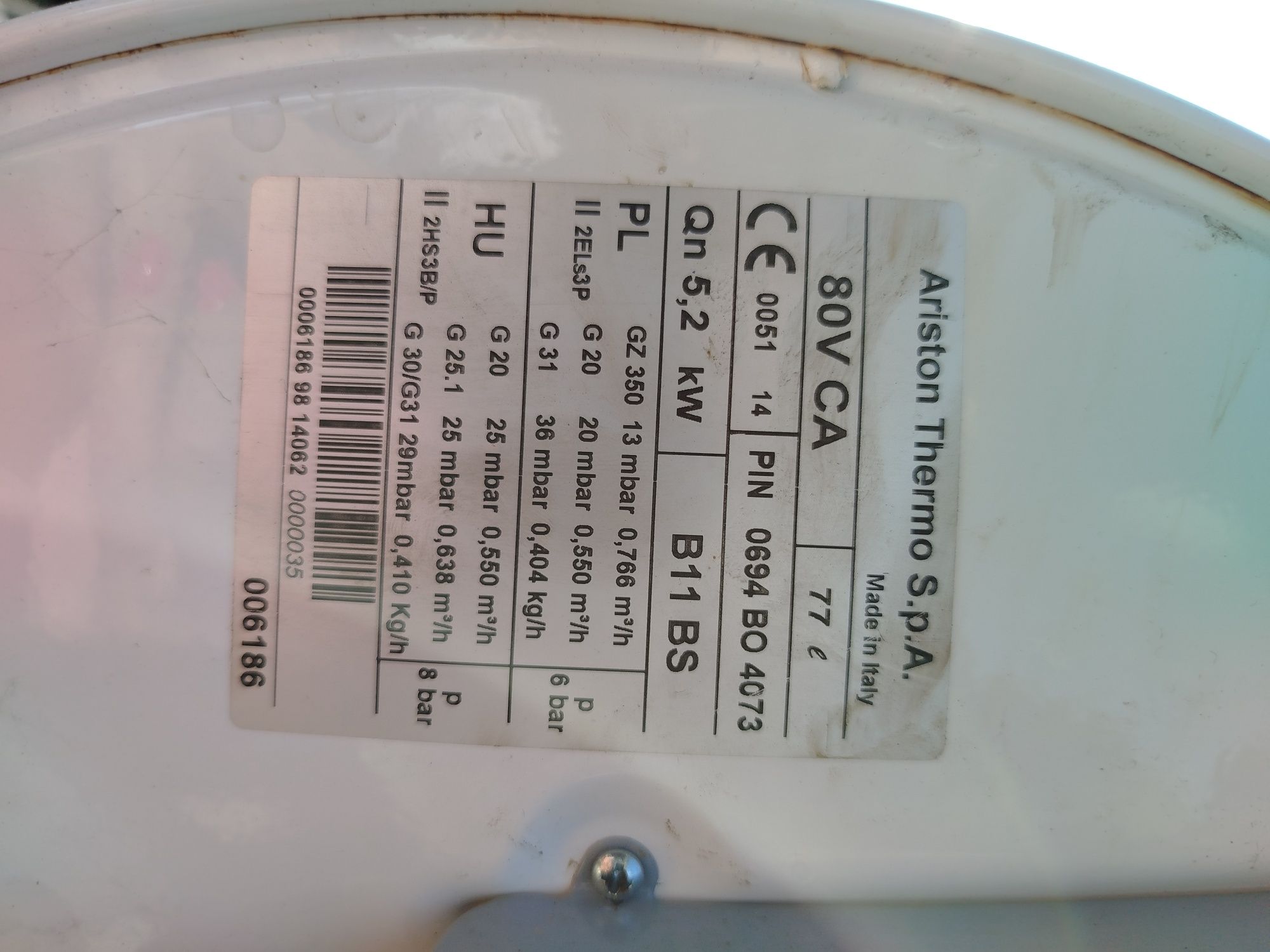 Bojler gazowy Ariston B11BS77L.

Używany

Sprawny