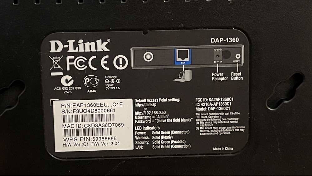 D-link Dap 1360 access point, Punkt dostepowy