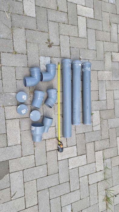 Rura kanalizacyjna wentylacyjna 75 mm rury kolanka, redukcje, zaślepki
