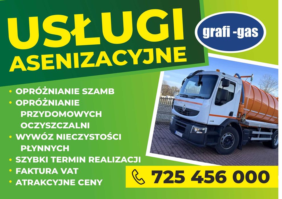 Wywóz szamba, wywóz nieczystości płynnych, usługi asenizacyjne