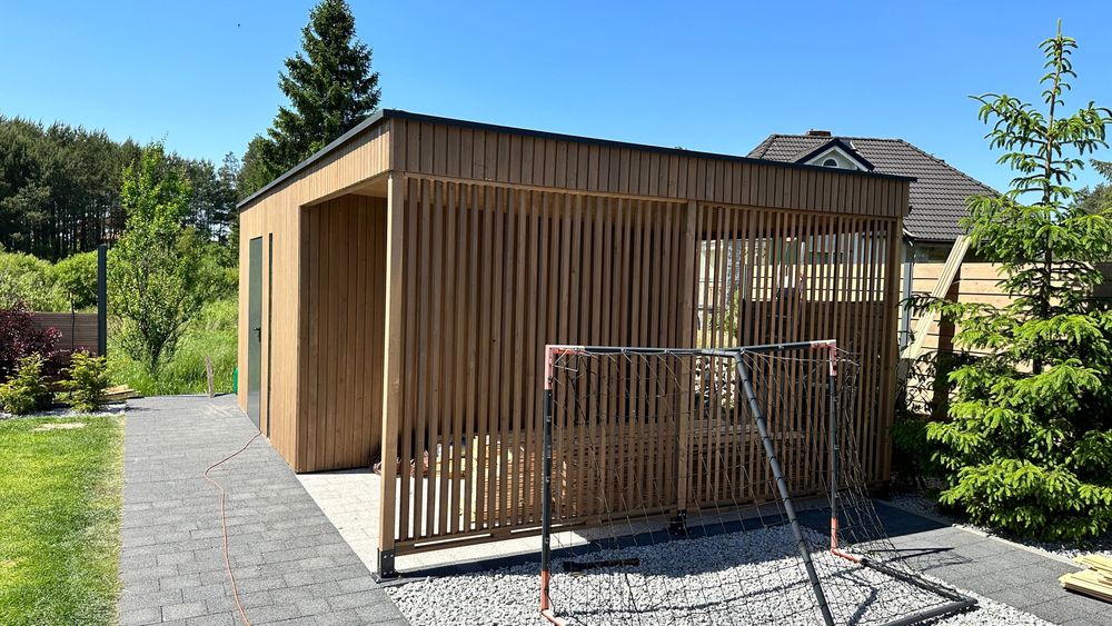 Domek narzędziowy z altaną Modrzew Syberyjski