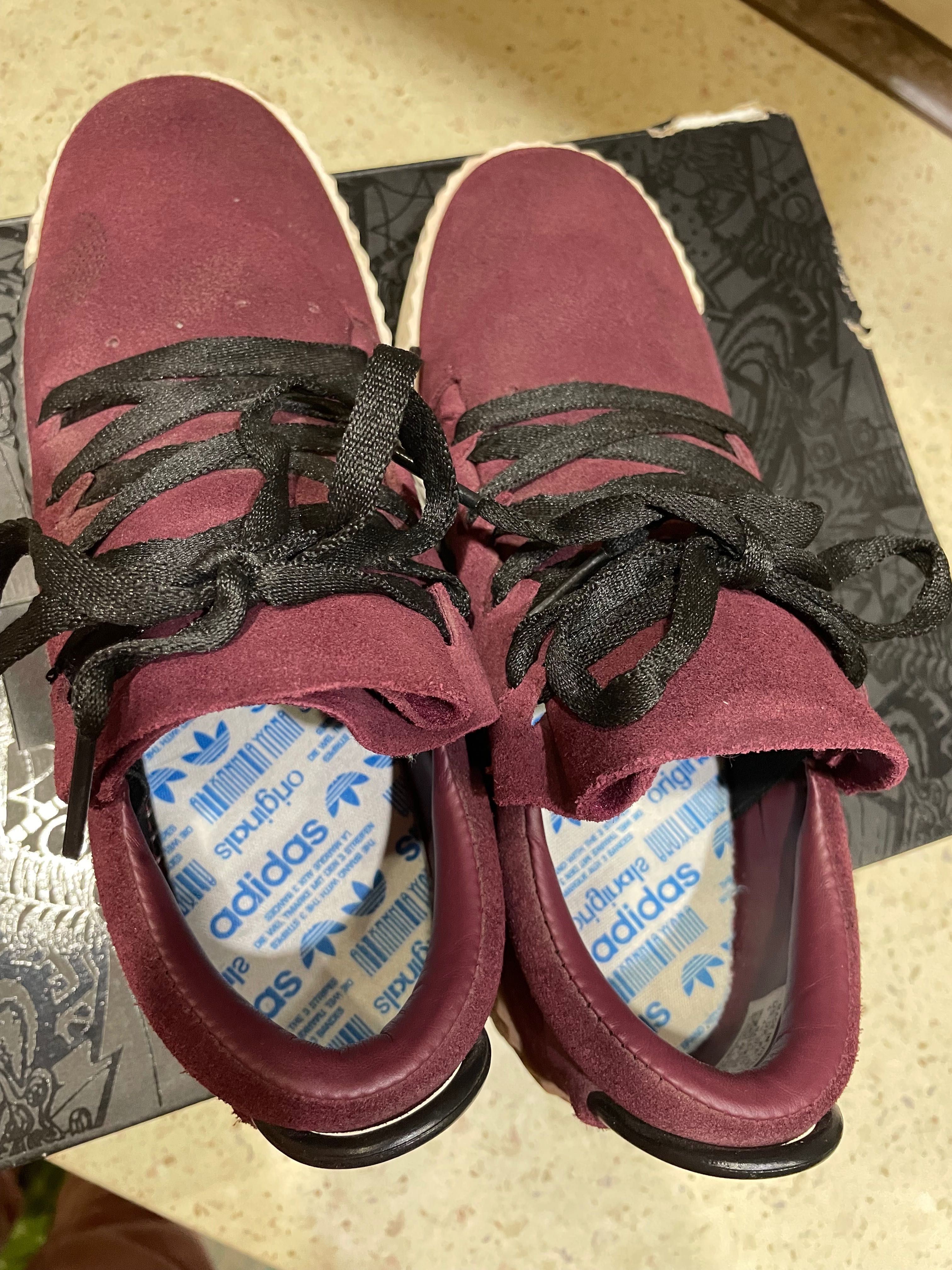 Мокасины кроссовки Adidas, цвет бургундия 37р