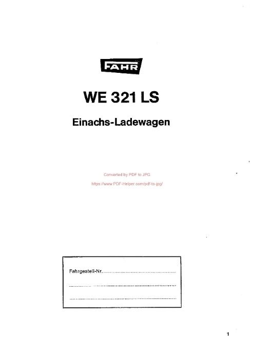 Katalog części Przyczepy samozbierającej Deutz Fahr WE 321