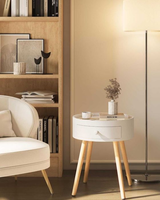 Nowy stolik nocny /stół okrągły / nakastlik /szuflada / szafka !A1692!