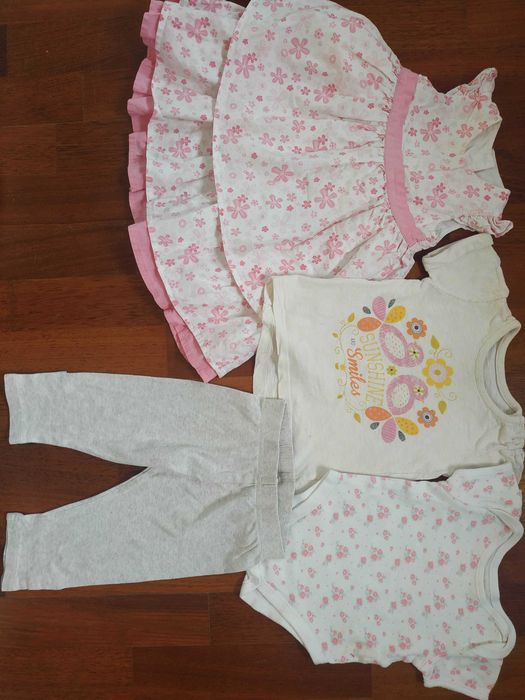 Zestaw 74 cm 6-9 m lato sukienka bluzka body dziewczynka