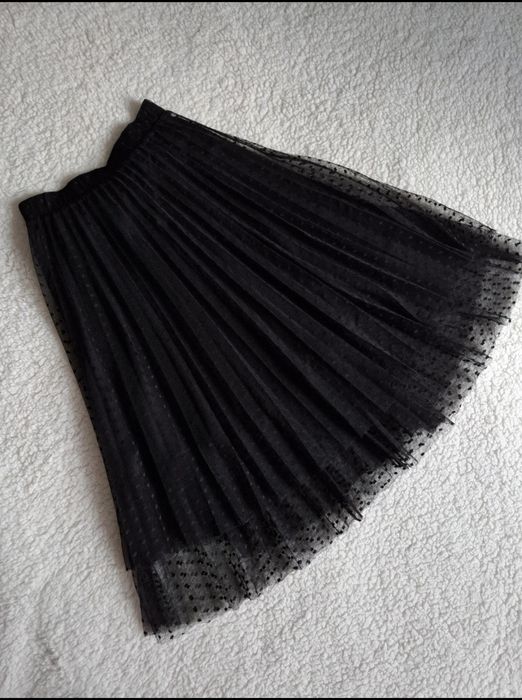 Tiulowa czarna spódniczka spódnica midi