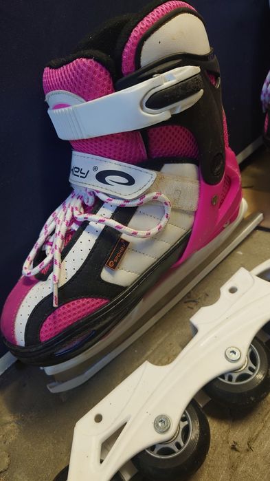 Łyżwy Łyżworolki z wymienną płozą spokey, ochraniacze Gratis34-37