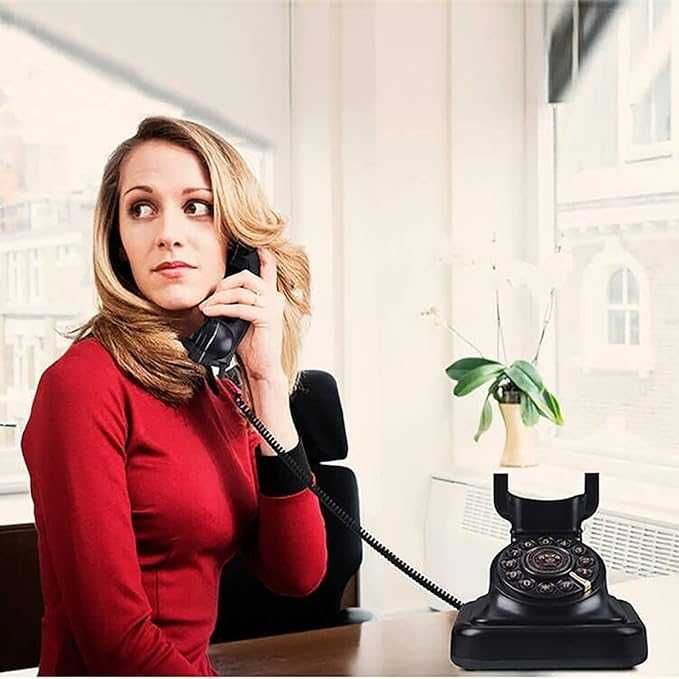 Retro klasyczny telefon stacjonarny przewodowy do domu biura hotelu