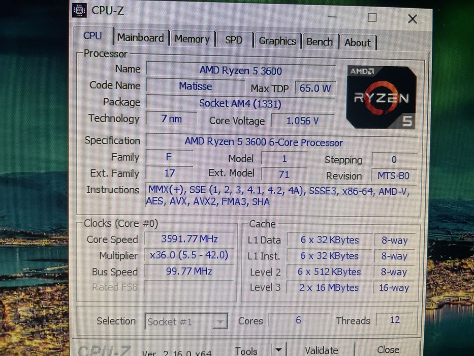 Ryzen 5 3600 6 ядер 12 потоков