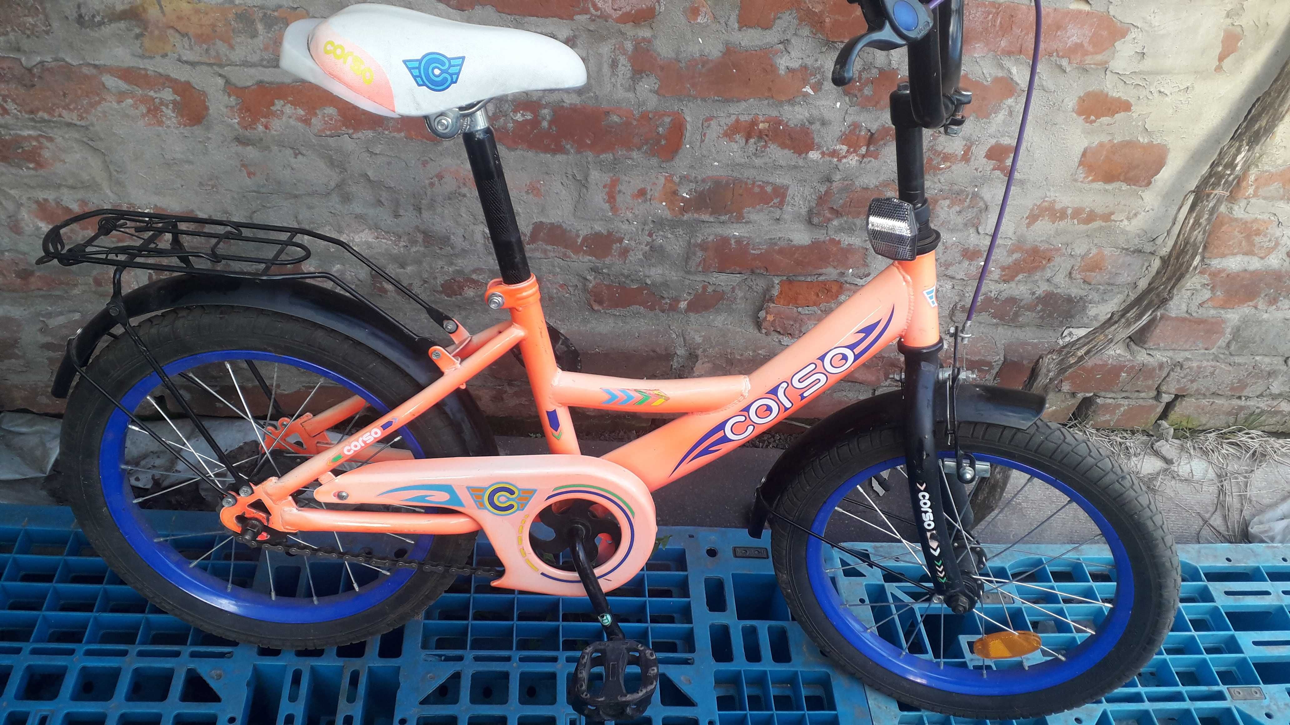 Велосипед детский Corso колеса 20" с дополнительными колесами