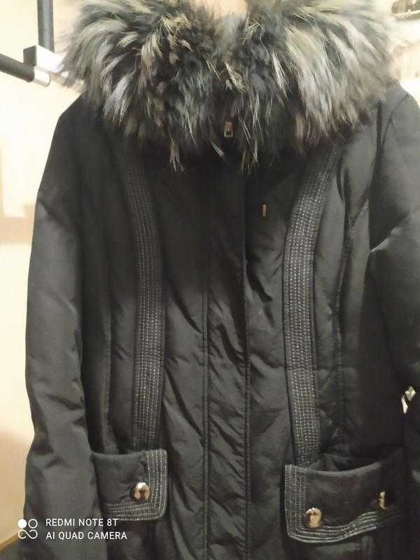 Теплая зимняя куртка мех чернобурка
