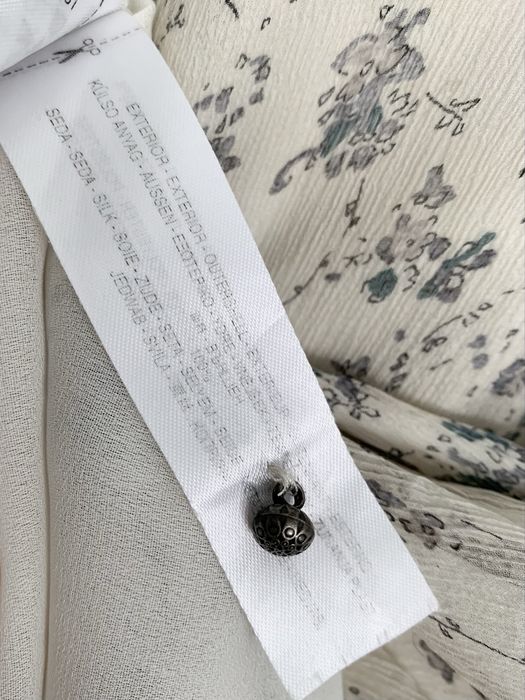 Massimo Dutti sukienka midi zwiewna letnia jedwabna boho beżowa