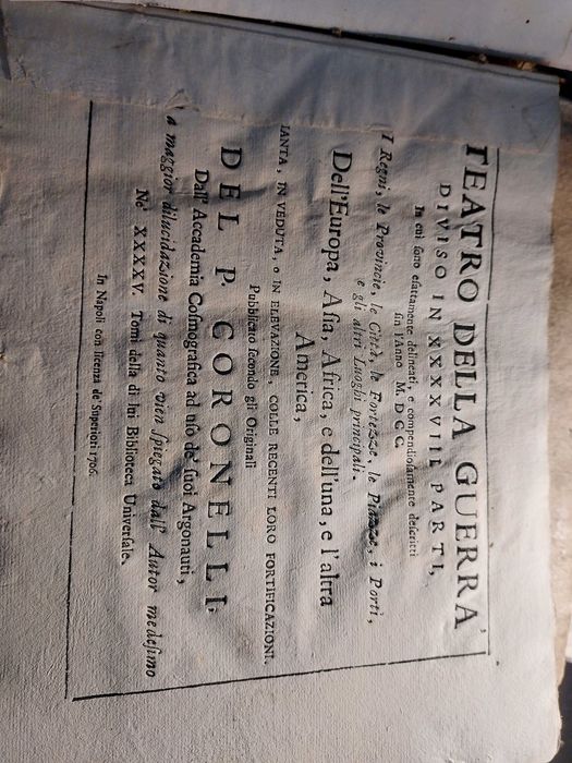 Coronelli, Vincenzo Maria TEATRO DELLA GUERRA Neapol 1706 - 2 vol..