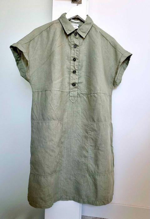 Sukienka khaki z lnu amerykańskiej firmy Nicole Miller