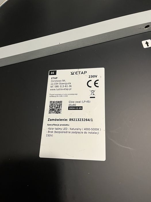 Lustro łazienkowe led 90x45