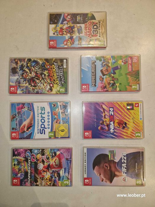 Nitendo Switch + Capa + 4 comandos + 7 jogos