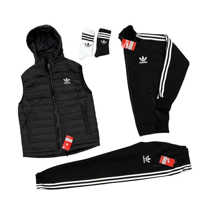 Комплект Adidas спортивний костюм + жилетка Adidas + подарунок
