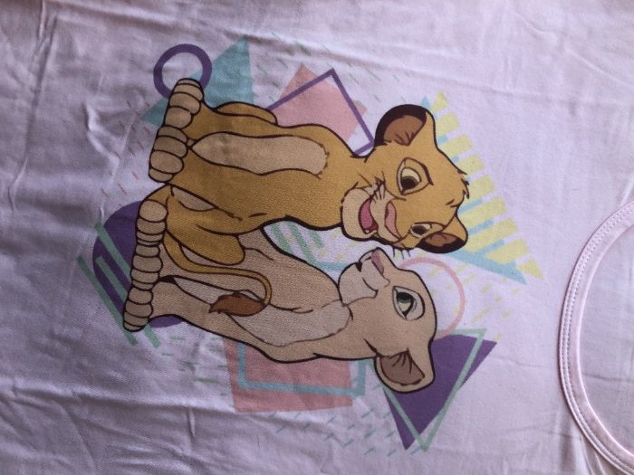 Pudroworóżowa duża długa koszulka t-shirt piżama Król Lew Simba Nala L