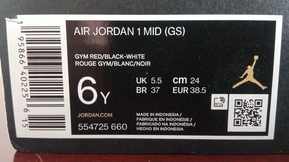 38,5 Buty Nike Air Jordan 1 Mid Black Red Reverse Bred