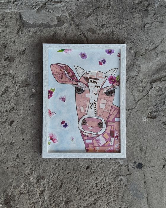 Картина колаж коллаж Телец тілець mixed media