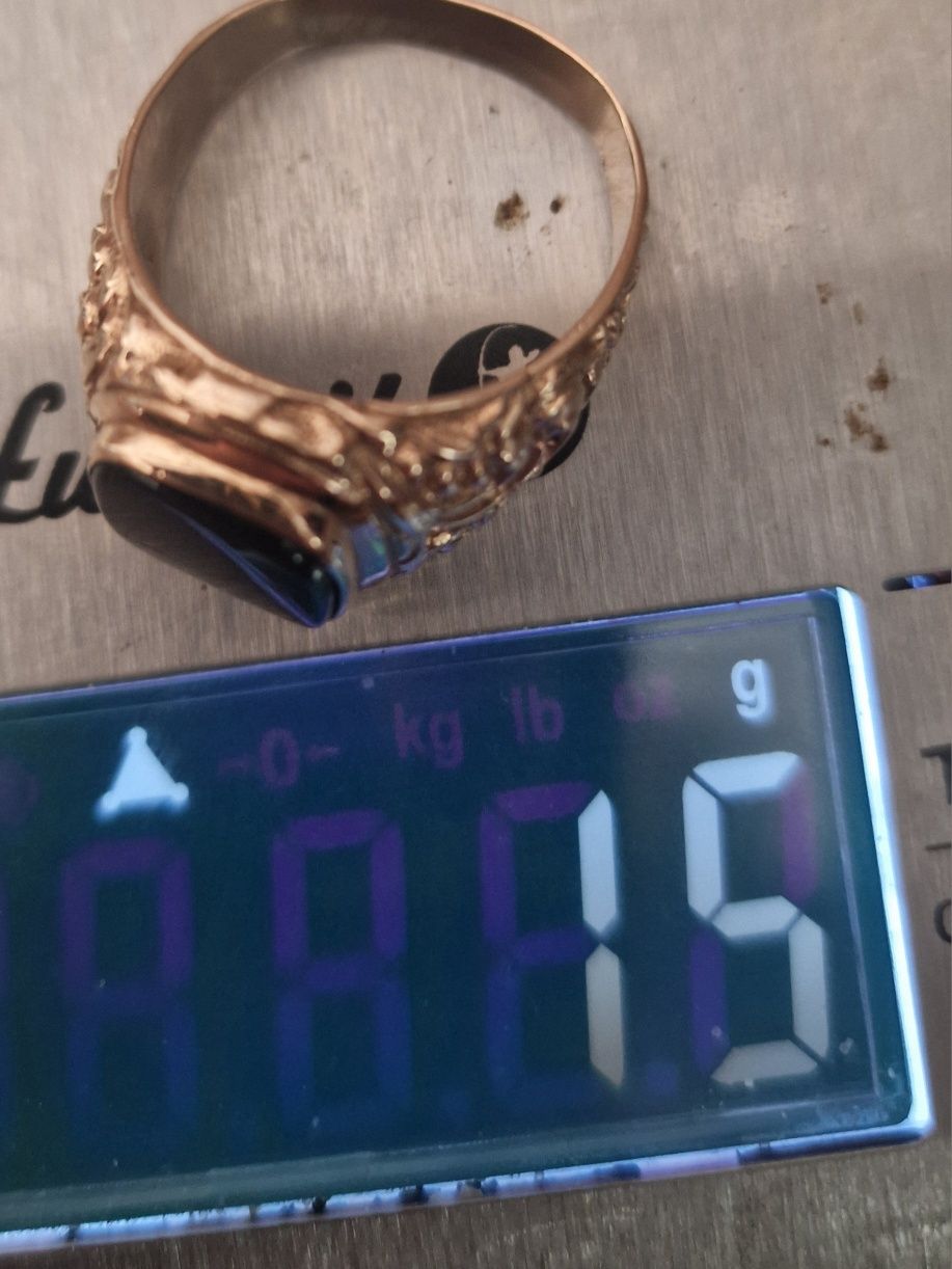 Sygnet złoty 583 *złoto , onyks *