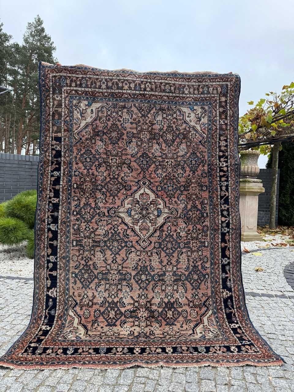 Vintage wełniany dywan perski r.tkany Iran Hamadan 225x145 gal. 9 tys