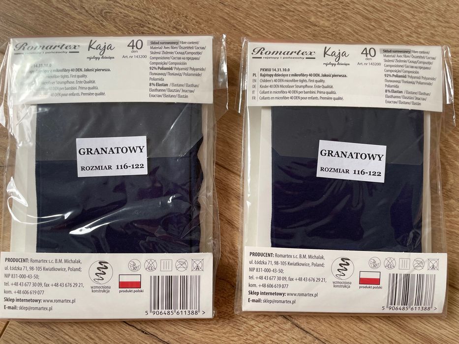 Rajstopy granatowe 40 DEN ROMARTEX 116-122