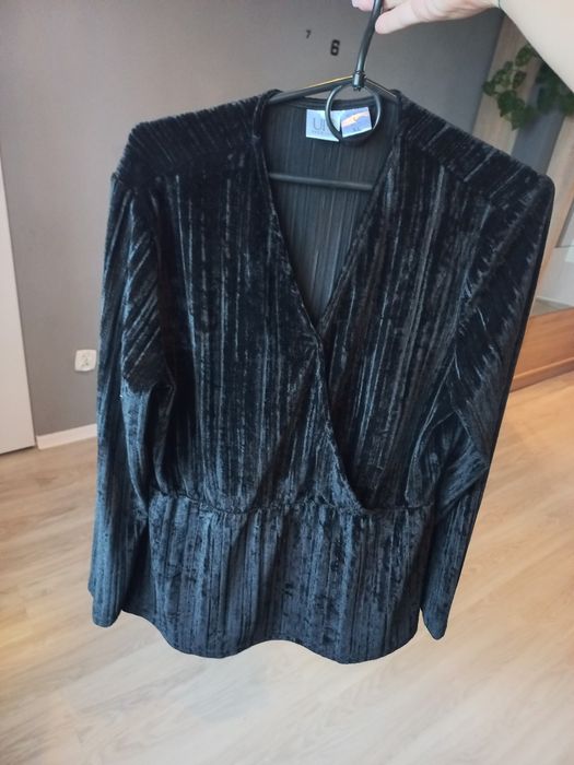 Bluzka welurowa ciążowa dekolt kopertowy nowa l/xl