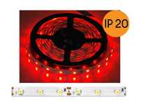 Taśma led ECO IP20, czerwony, 300 diod SMD2835, 5m, białe podłoże.