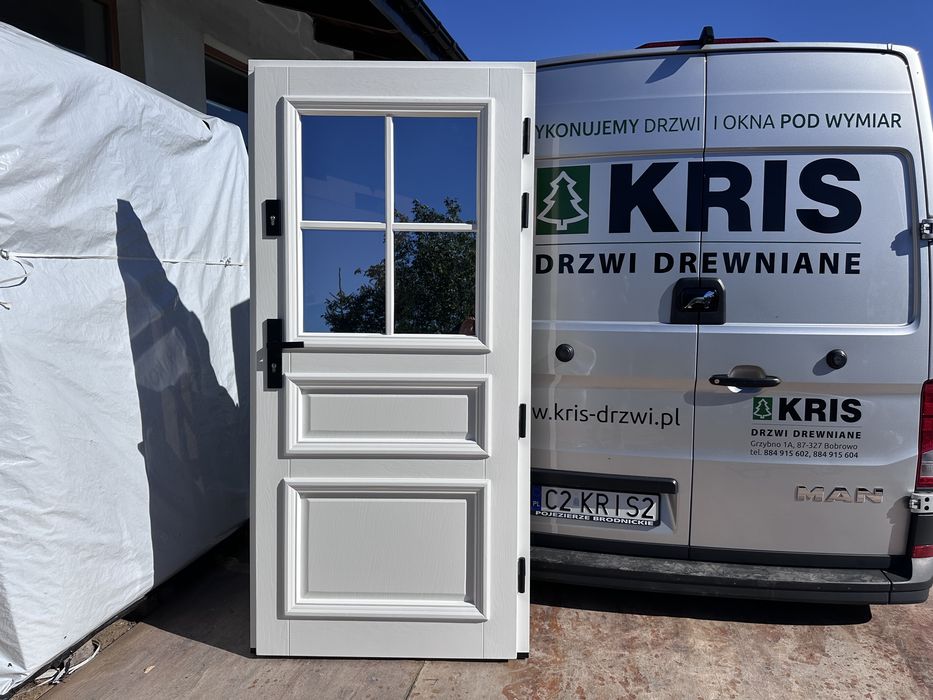 Drzwi zewnętrzne drewniane OD RĘKI Czyste powietrze Cała Polska białe