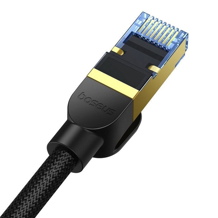 Baseus szybki kabel internetowy RJ45 cat.7 10Gbps 15m pleciony czarny