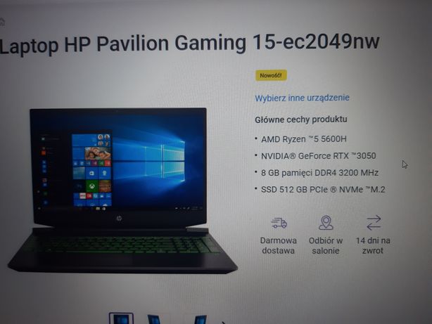Sprzedam nowego laptopa hp pawilon GAMBING 15-ec2049nw