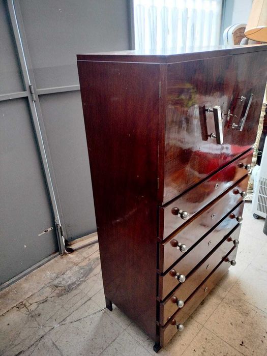 Móvel Alto Antigo – Porta Superior + 6 Gavetas – Madeira Maciça