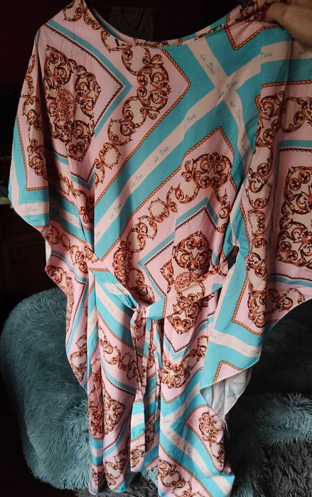 Nowa Sukienka wizytowa nietoperz, asymetryczna z paskiem, Glam-Boho