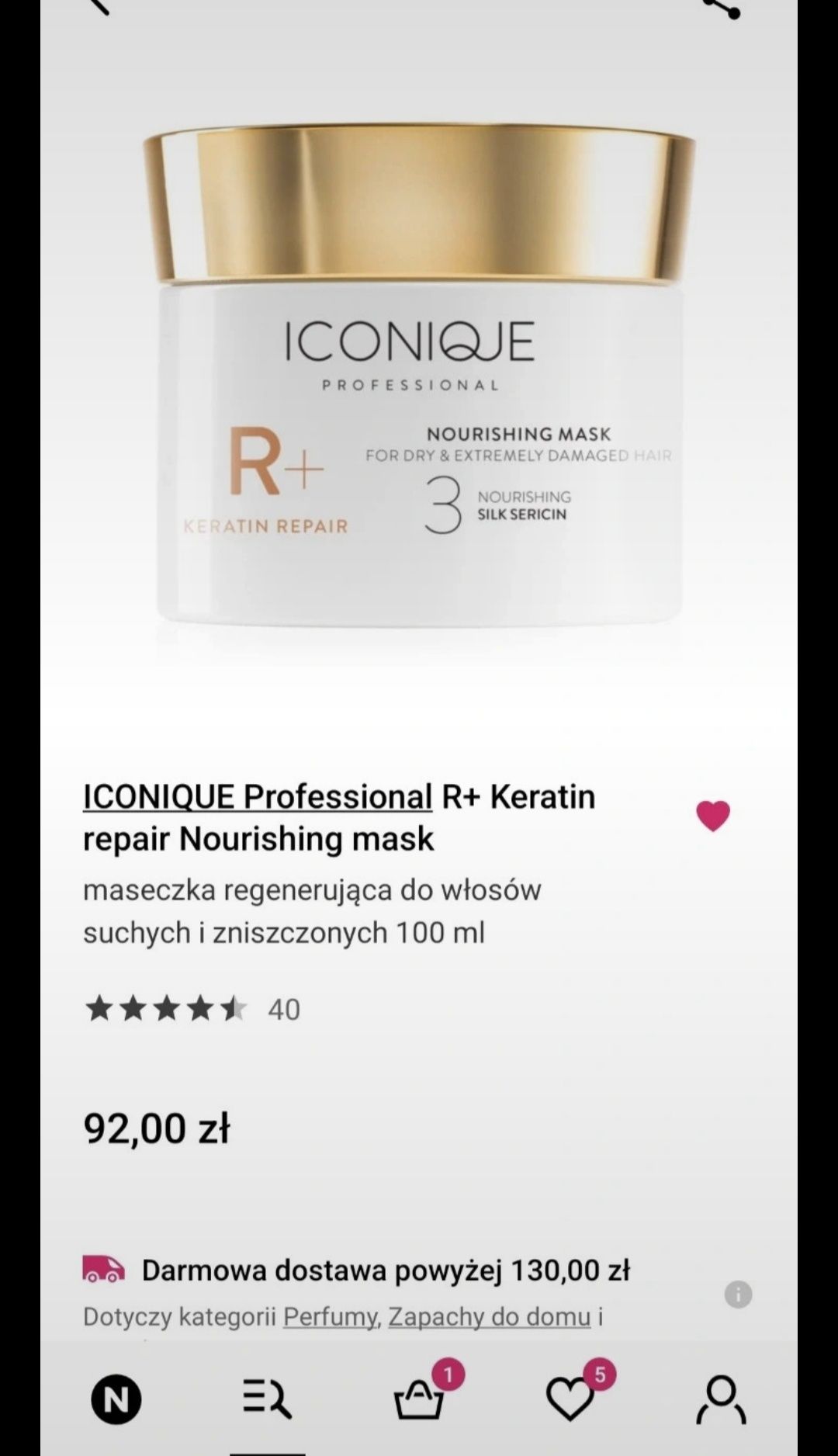 Maska do włosów, keratynowe prostowanie Iconique Keratin repair+ , 100