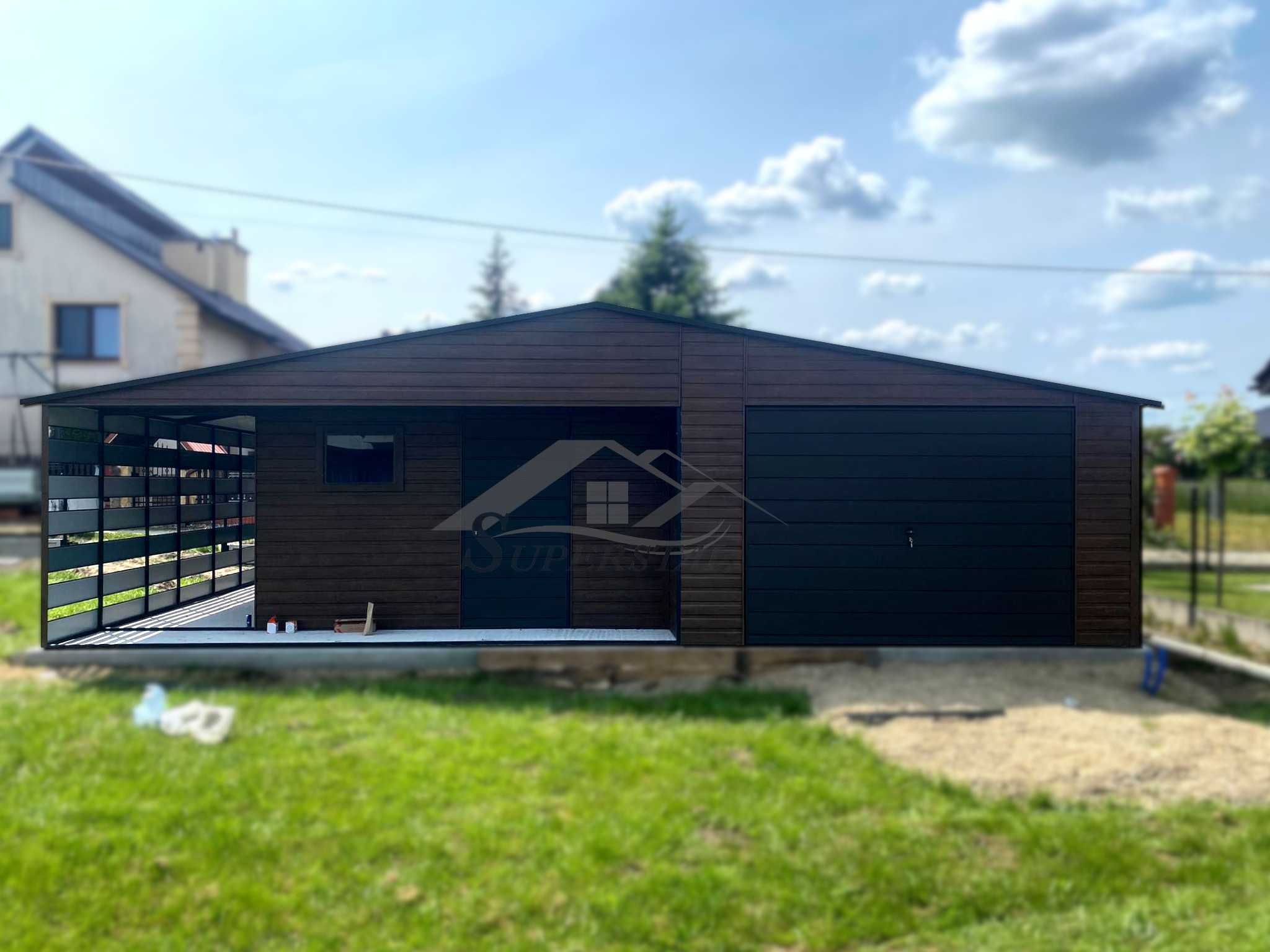 Garaż blaszany drewnopodobny na wymiar 4x5 4x6 4x7 5x5 5x6 5x7 6x5 6x6