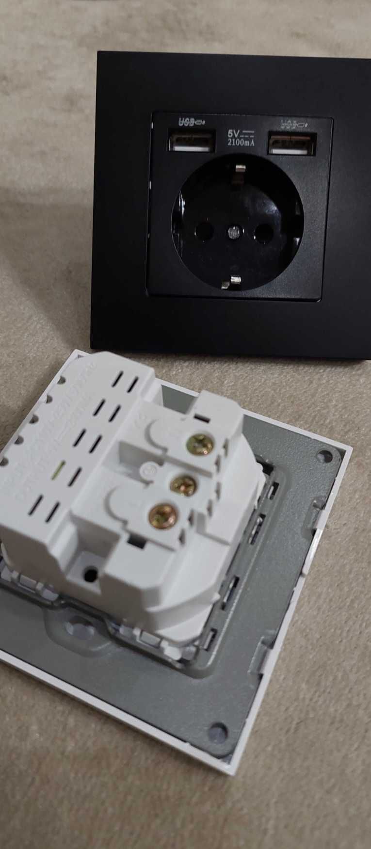 Зарядне мобільний , розетка USB, ризетка врізна