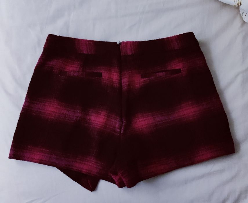 Wełniane Krótkie spodenki zimowe XL / 42 / 14 bordo czarne ciepłe wool